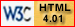 HTML 4.01 code without errors.